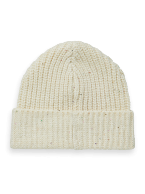 Sequin knitted beanie 0001 - Off whit
