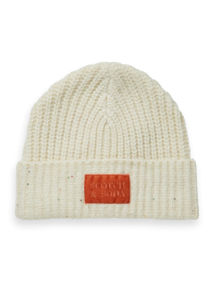 Sequin knitted beanie 0001 - Off whit