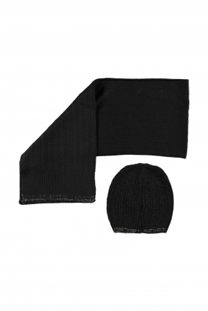 Knitted hat + scarf 099 - Black