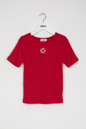 Ribbed SS logo t-shirt Chili red