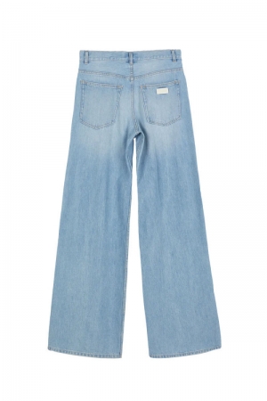 Wide loose fit jeans Bleached blue