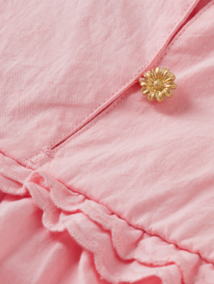 Ruffle detail LS cotton top 0471 - Blush