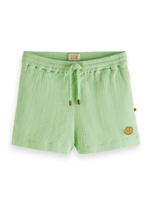 Crinkle-cotton shorts 4334 - Pistache