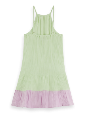 Crinkle cotton A-line dress 4334 - Pistache
