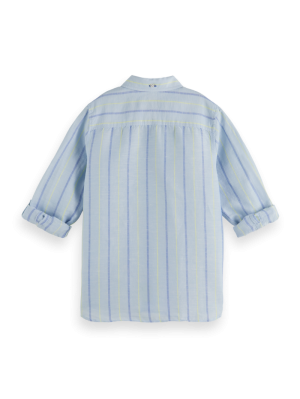 Yarn-dyed LS linen shirt 5233 - Blue str