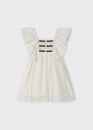 Embroidered dress 094 - Cream