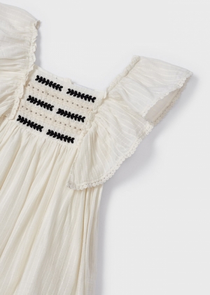 Embroidered dress 094 - Cream