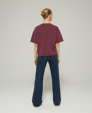 Boxy garment dyed t-shirt 146 - Prune