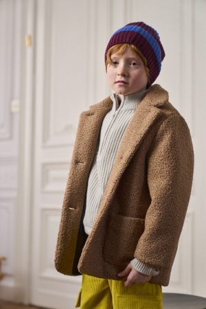 Woven coat boys and girls 26 - Toffee