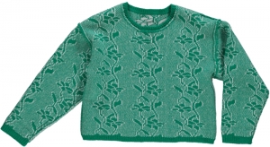 Knitte flower jumper girls 65 - Green