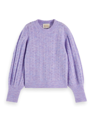 Knitted structured pullover 5984 - Lavender