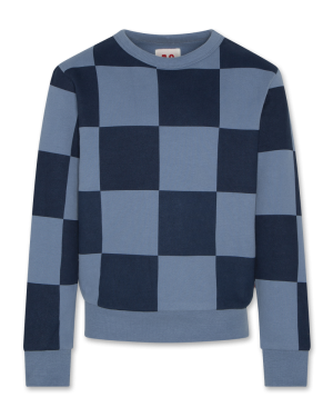 Tom c-neck sweater check 725 - Mid blue