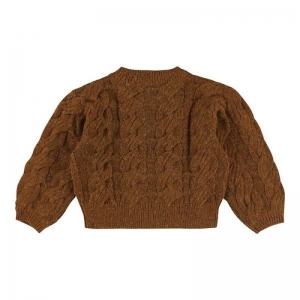 Girls cable cardigan Tabacco
