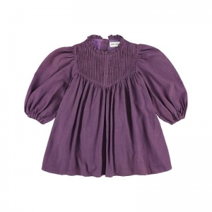 Dress w/pleats on chest/collar Orchid