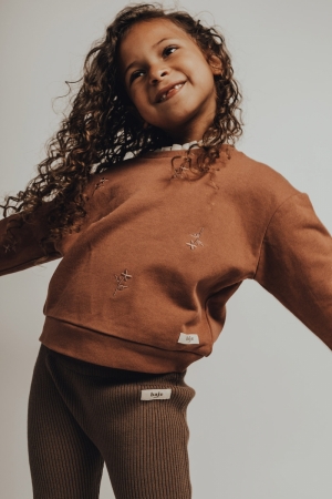 Knitted sweater w/embroidery Peach