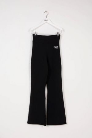 Knit flared trousers Black
