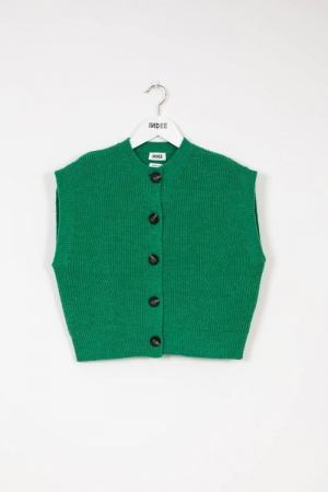 Knitted sleeveless cardigan Mint green