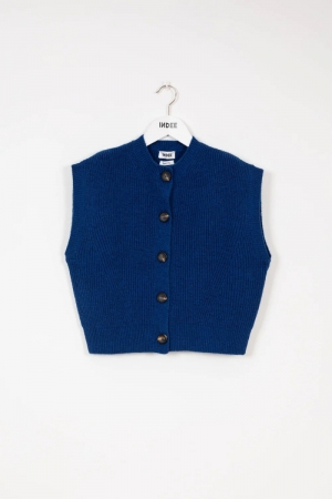 Knitted sleeveless cardigan Matisse blue
