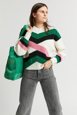 Graphic knitted sweater Off white