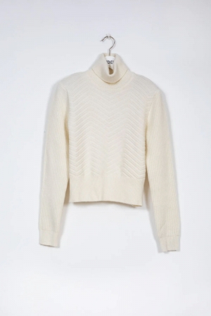 Turtleneck knit sweater Off white